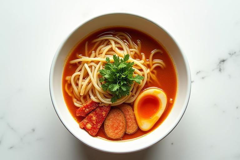 ラーメン丼のオーバーヘッドショット